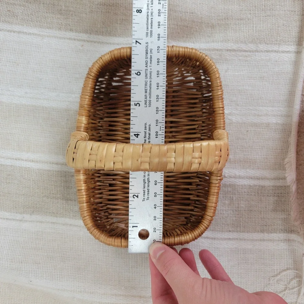 Miniature Woven Basket Rectangle Rectangular Cottagecore Boho Decor
